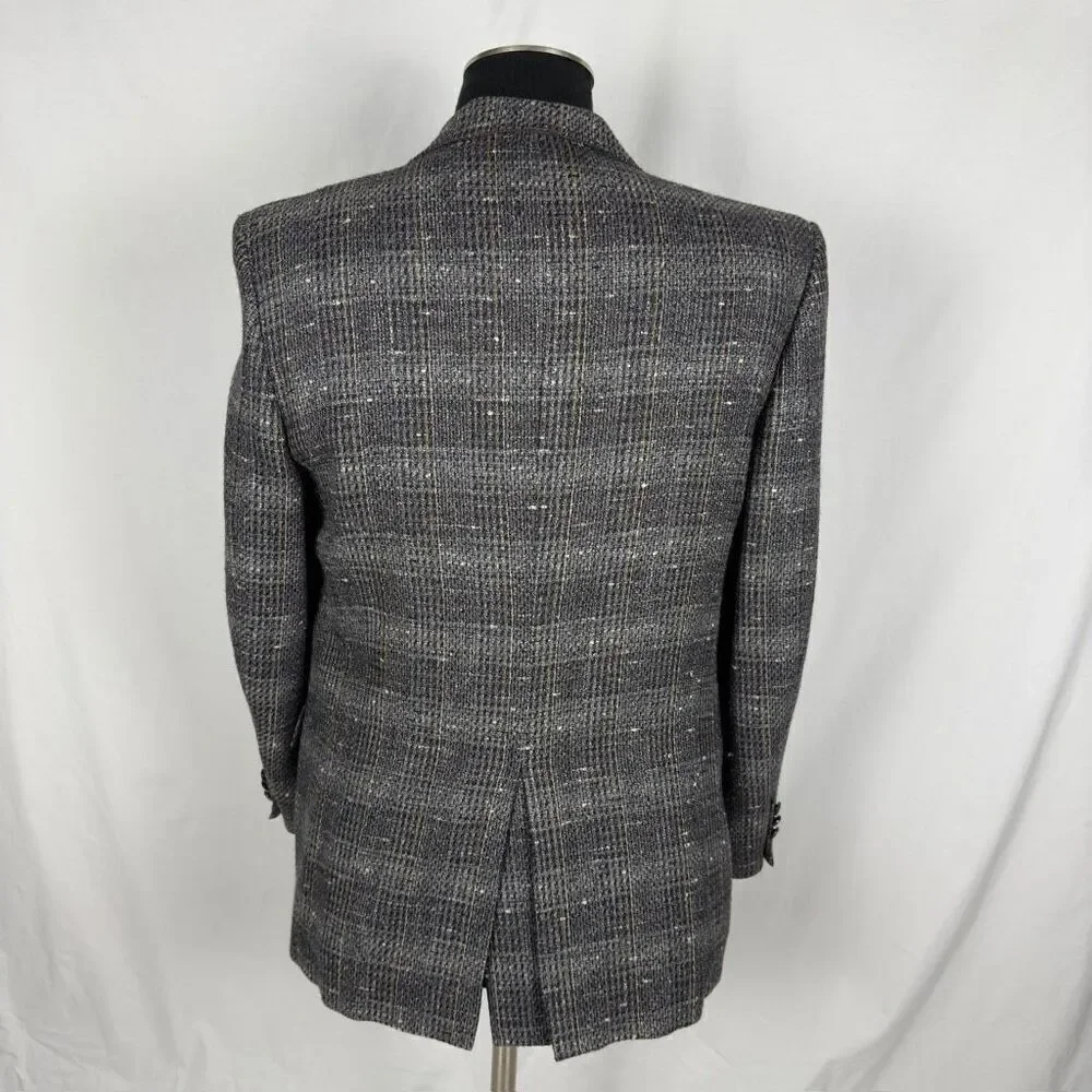 Vintage Ratner Beverly Hills Plaid Heathered Silk Sports Coat -‎ Mens XL